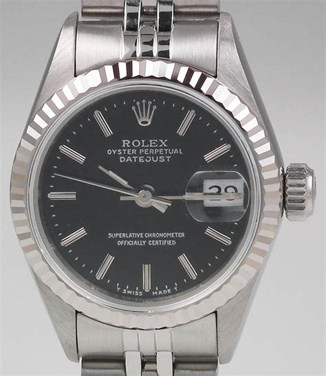 1991 ladies rolex oyster perpetual datejust black dial stainless steel|rolex datejust 16234 price.